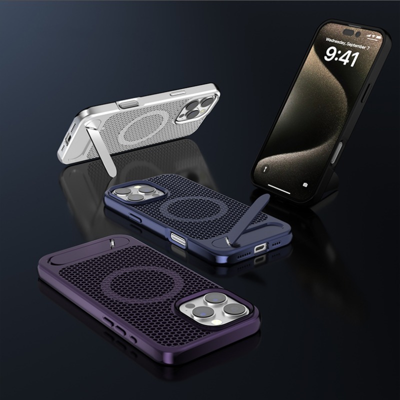 Phone Cases With Stand - 3D hollow Honeycomb Cooling Magnetic Phone