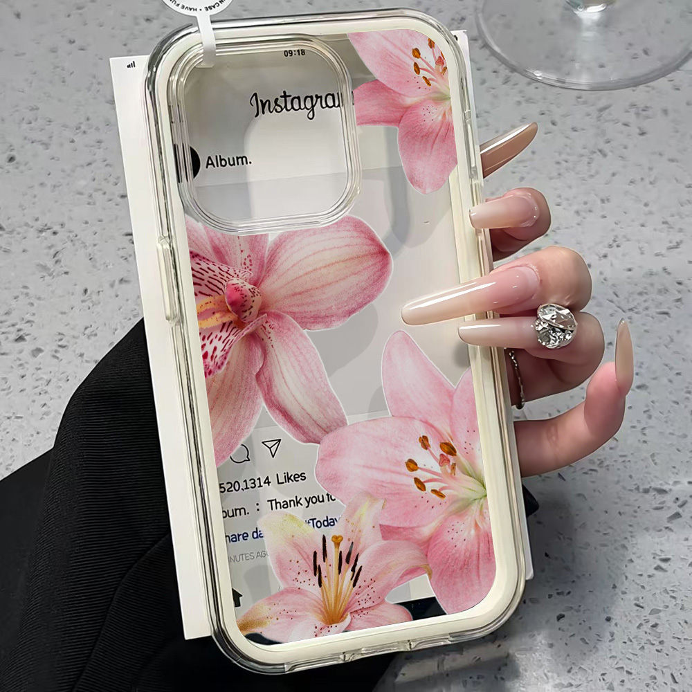 Phone Cases Iphone 17 Pro Max - Pink Lily Flower Clear Phone Case