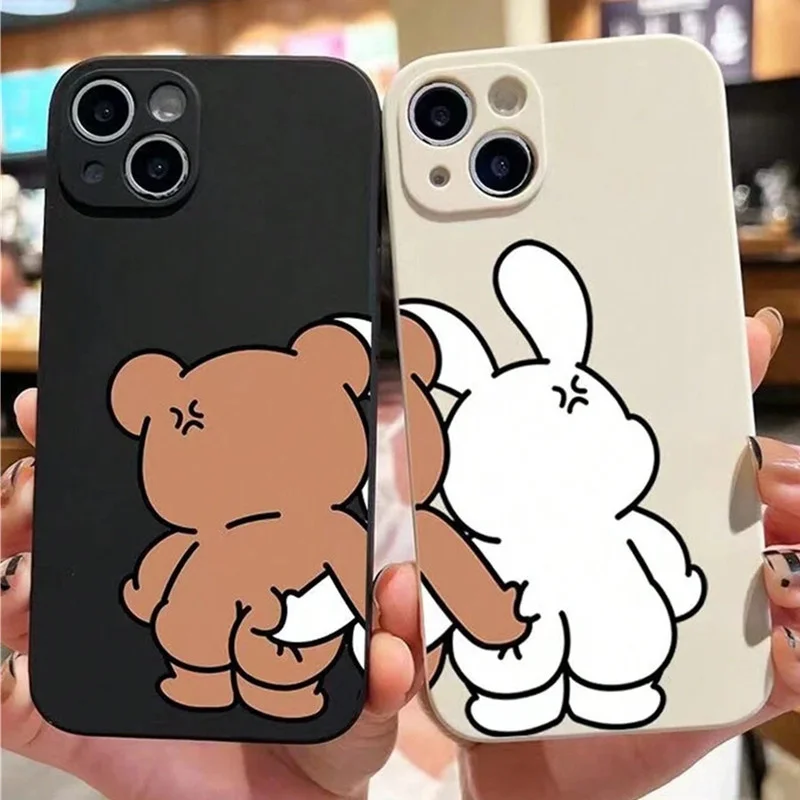 Phone Cases Quirky - Funny Couple Cartoon Rabbit Bear Phone