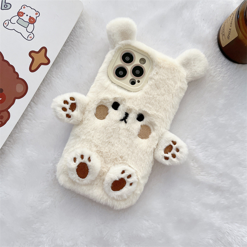 Korean 3D Cartoon Bear Fluffy  - Phone Cases Iphone 17 Pro Max recension och pris