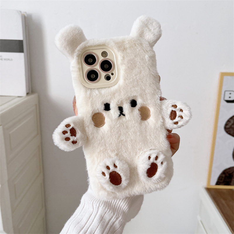 Korean 3D Cartoon Bear Fluffy  - Phone Cases Iphone 17 Pro Max recension och pris