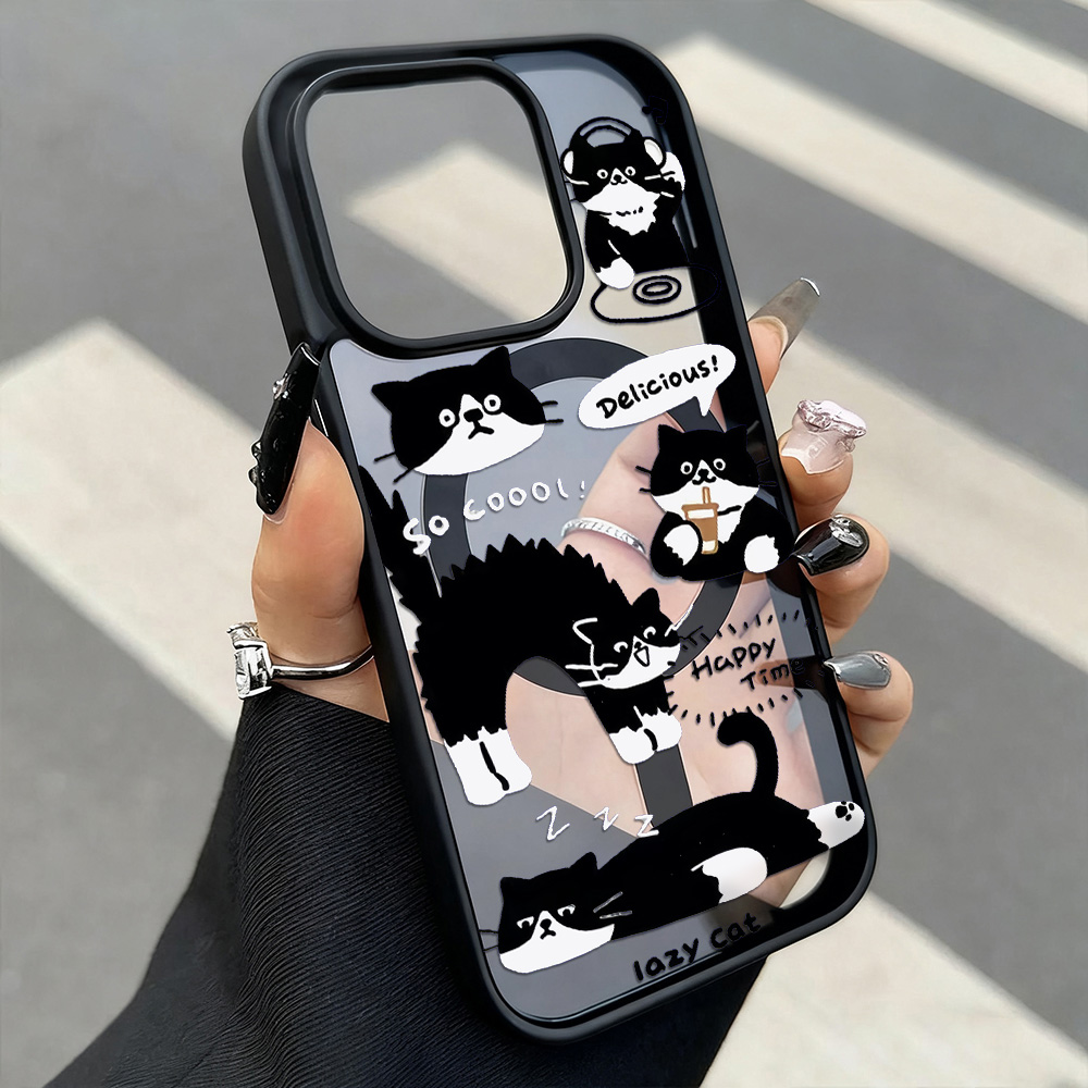 Funny Black Cat Wireless Charg - Phone Cases Quirky recension och pris