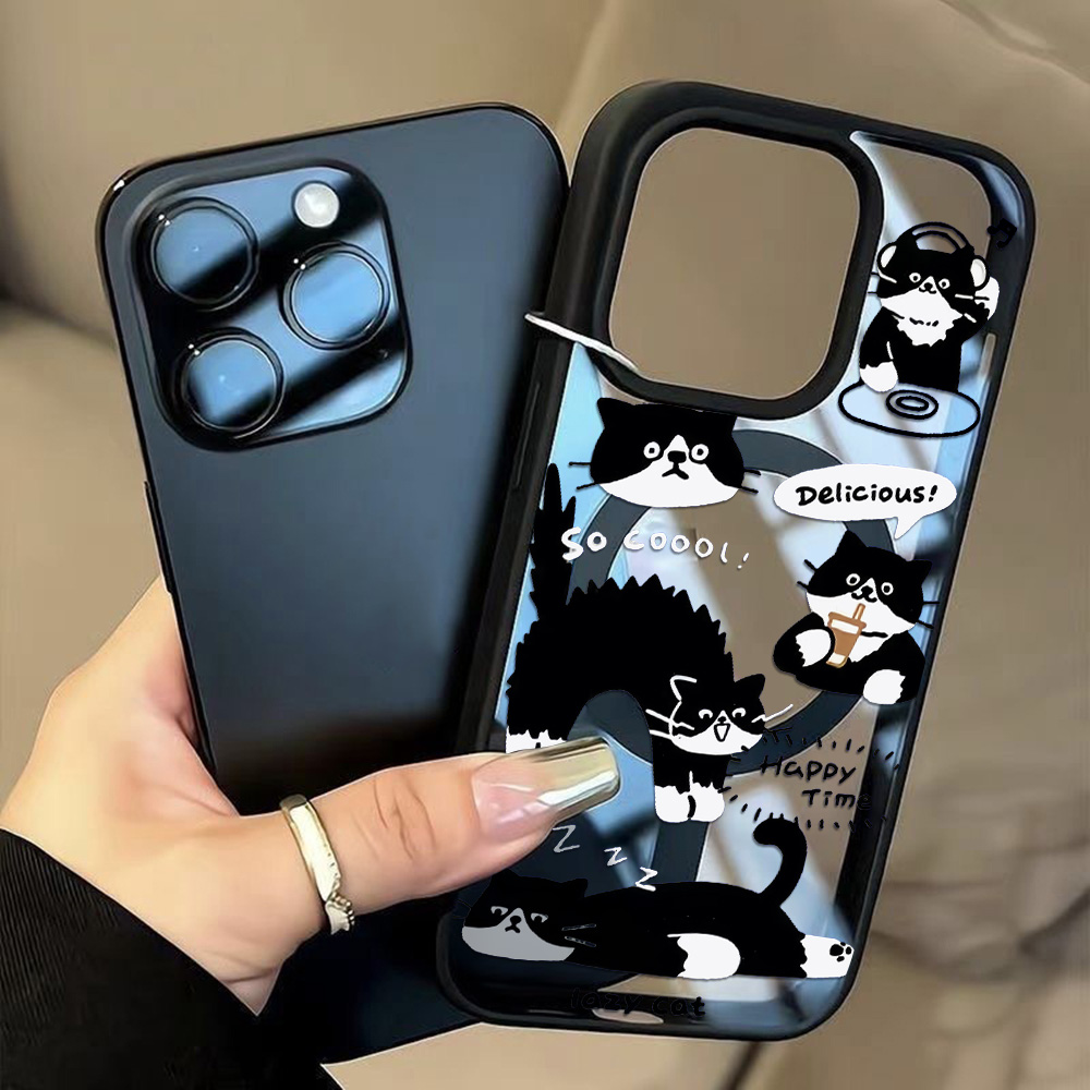 Funny Black Cat Wireless Charg - Phone Cases Quirky recension och pris