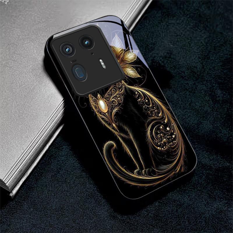 Luxury Jeweled Cat Black Glass - Phone Cases Motorola recension och pris