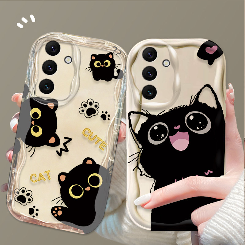 Cute Big Eyes Black Cat Case f - Phone Cases Samsung A14 recension och pris